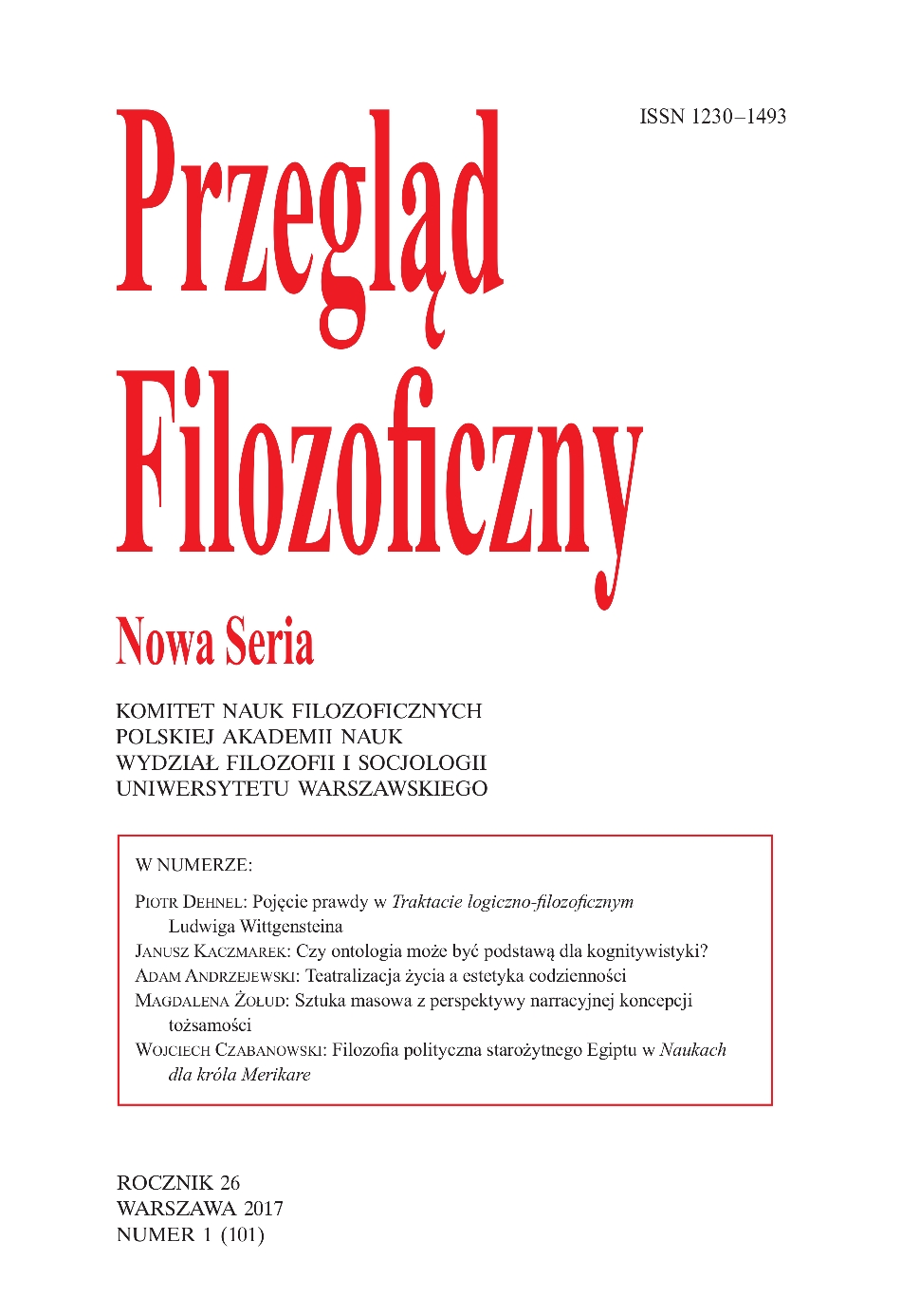 Przeglad Filozoficzny numer 1 rok 2017 a